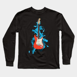 S-Style Electric Guitar Fiesta Red Color Long Sleeve T-Shirt